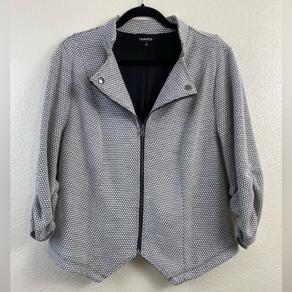 Torrid Blazer Jacket Women’s plus 2X Full Zip Geometric Career Office Textured - Picture 1 of 13